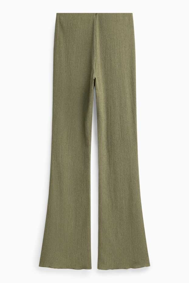 Dames - Flared legging - met structuur - groen