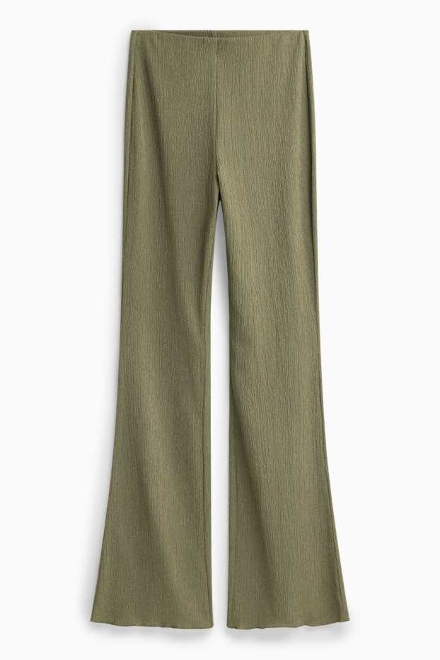 Dames - Flared legging - met structuur - groen