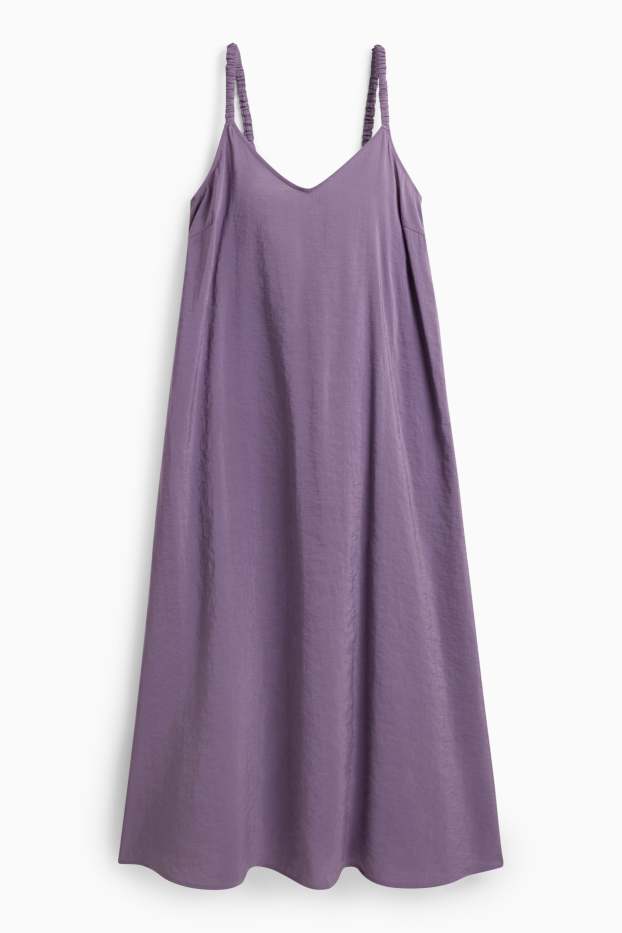 Damen - A-Linien Kleid mit V-Ausschnitt - lila