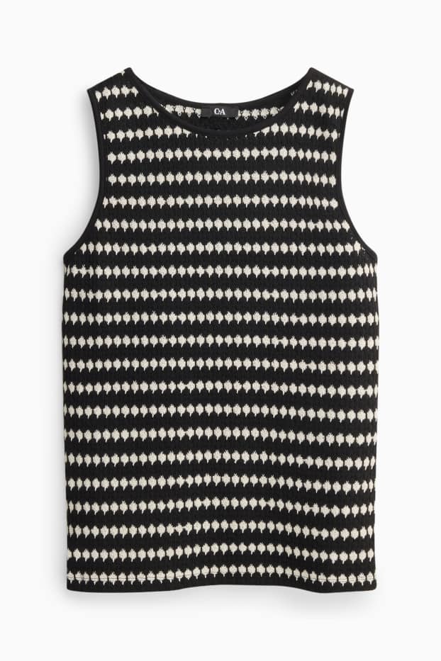 Femei - Top tricotat - cu dungi - negru / alb