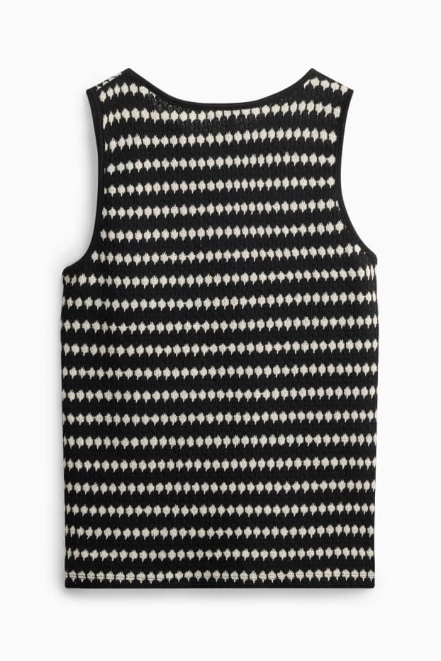 Femei - Top tricotat - cu dungi - negru / alb