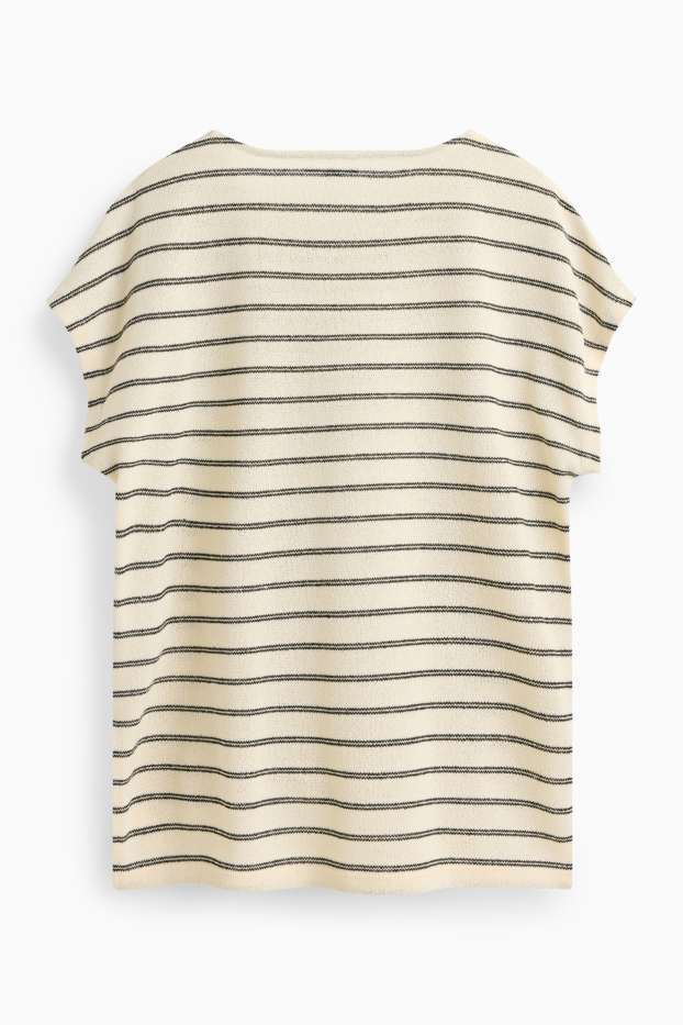 Damen - T-Shirt - Regular Fit - gestreift - cremeweiss