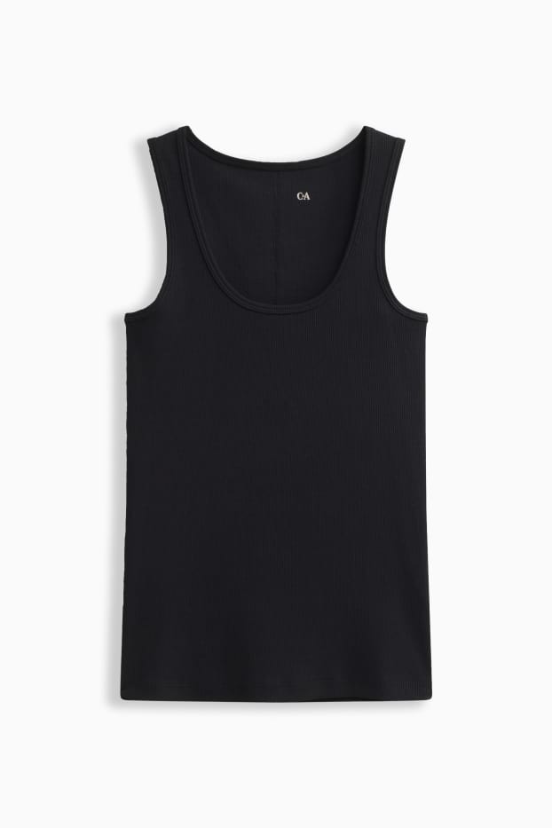 Damen - Top - gerippt - schwarz