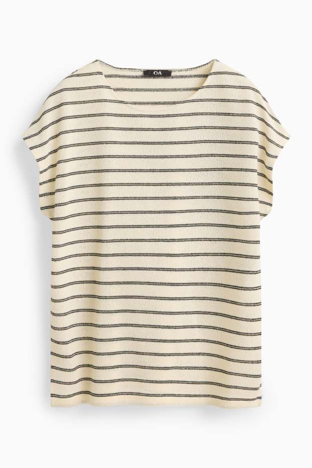 Damen - T-Shirt - Regular Fit - gestreift - cremeweiss