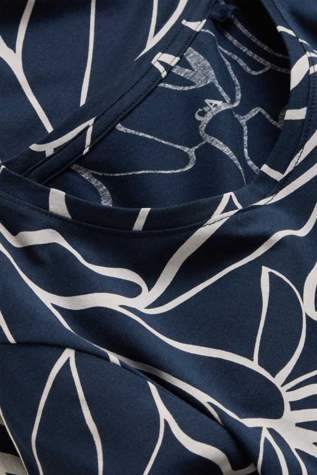 Dames - T-shirt - donkerblauw / wit