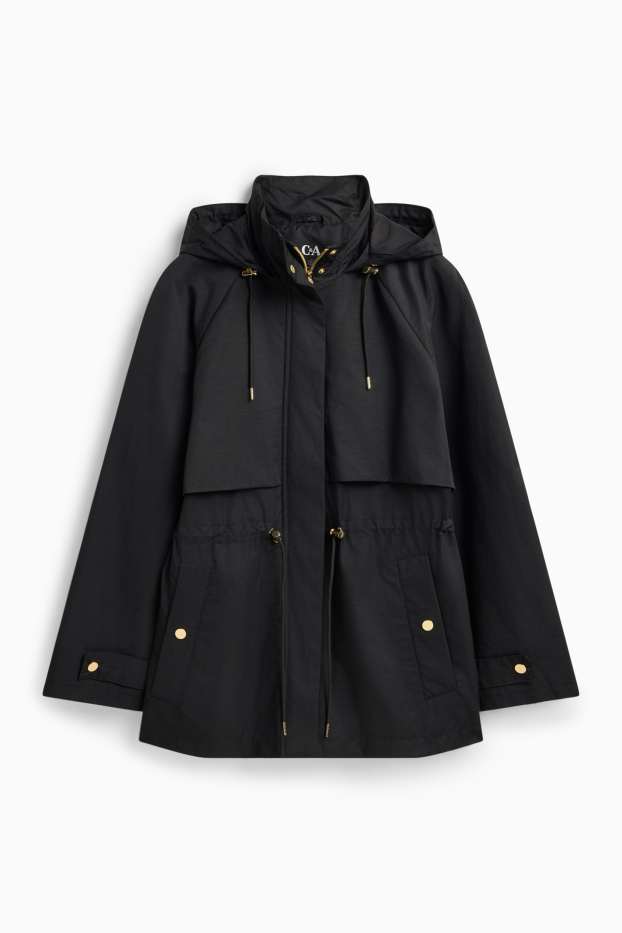 Femmes - Veste à capuche - finition déperlante - noir