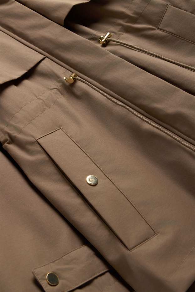 Femmes - Veste à capuche - finition déperlante - marron