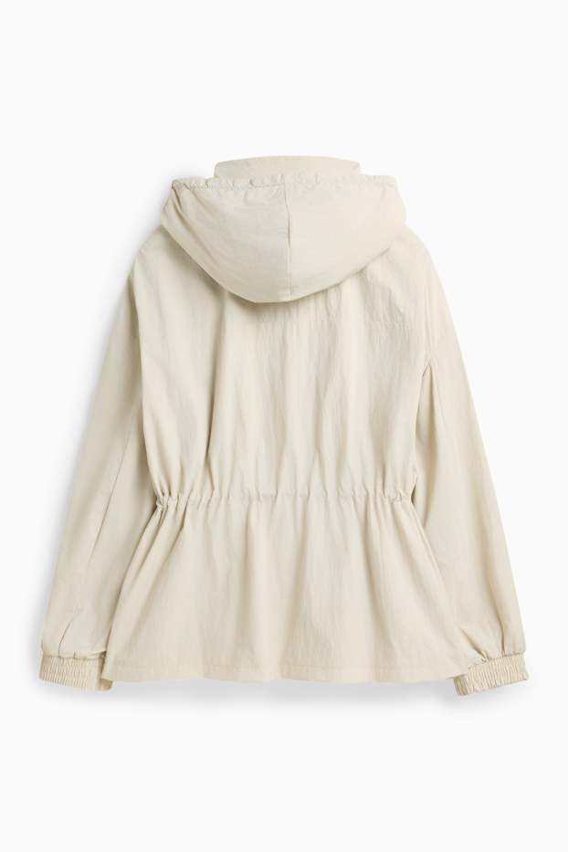 Dames - Jas met capuchon - crème wit