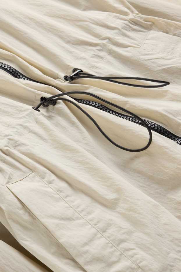 Dames - Jas met capuchon - crème wit