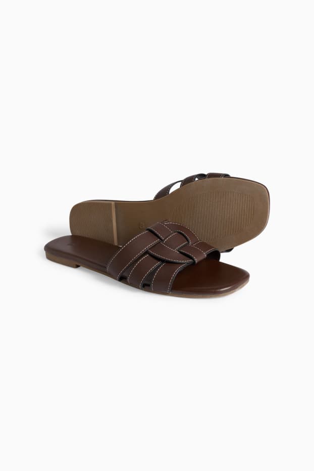 Women - Sandals - faux leather - dark brown