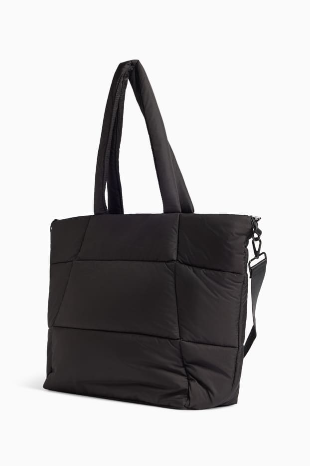 Femmes - Grand cabas surpiqué aevc bandoulière amovible - noir