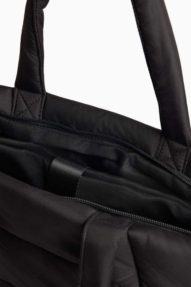 Femmes - Grand cabas surpiqué aevc bandoulière amovible - noir