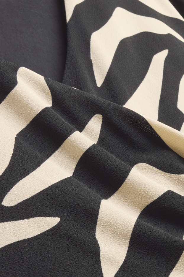 Damen - Fit & Flare Kleid - gemustert - schwarz / beige