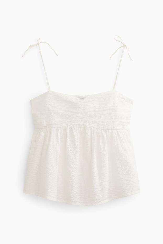 Damen - Blusentop - strukturiert  - weiß