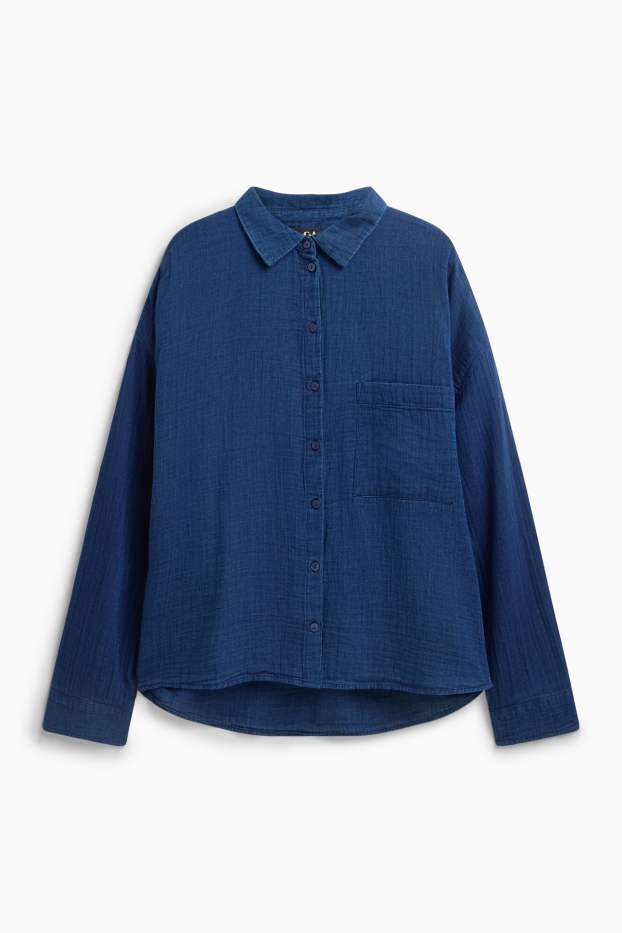 Dona - Brusa de mussolina - blau fosc