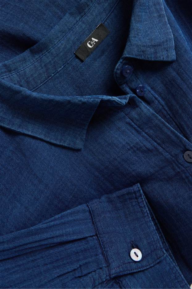 Dona - Brusa de mussolina - blau fosc