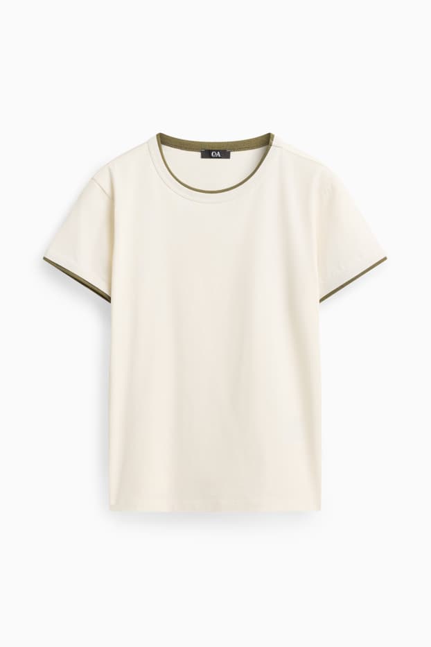 Femmes - T-shirt - regular fit - look 2-en-1 - blanc crème