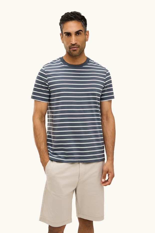 Uomo - T-shirt - regular fit - a righe - grigio