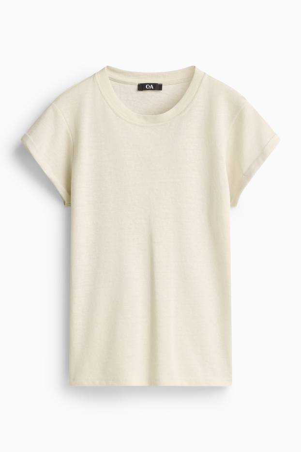 Dames - T-shirt - relaxed fit - crème wit