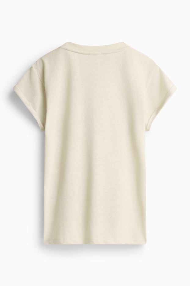 Dames - T-shirt - relaxed fit - crème wit
