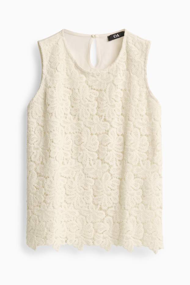 Damen - Blusentop - cremeweiss