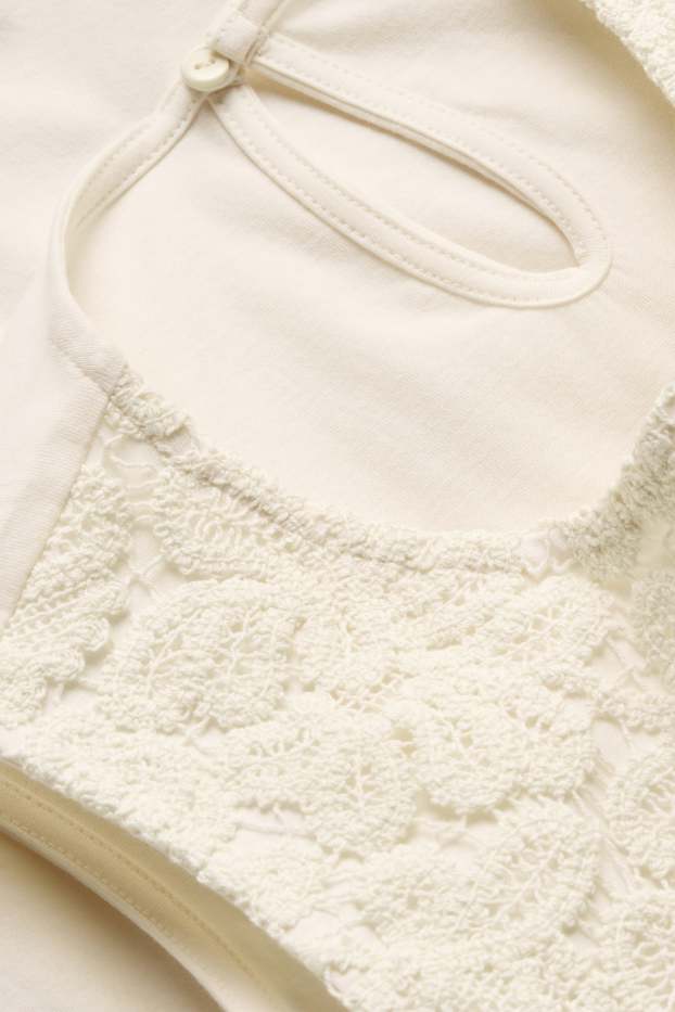 Damen - Blusentop - cremeweiss