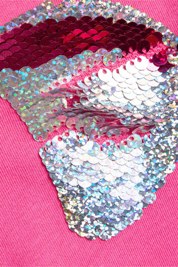 Kinder Mädchen - Schleifchen - Kurzarmshirt - Glanz-Effekt - pink