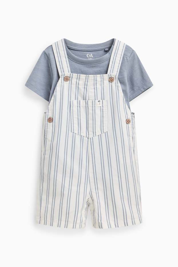 Miminka - chlapci - Palma - outfit pro miminka - 2dílný - pruhovaný - modrá/bílá