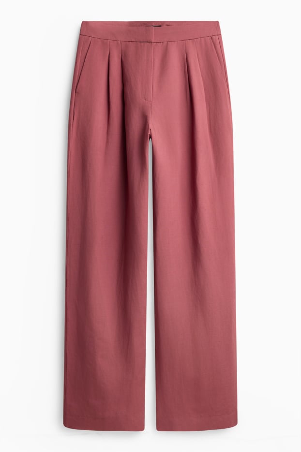 Damen - Business-Hose mit Leinen-Anteil - High Waist - Regular Fit - braun