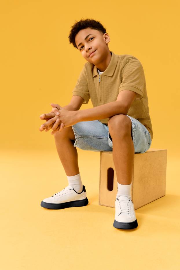 Děti - chlapci - Polokošile - strukturovaná - světle hnědá