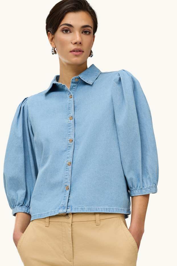 Women - Denim shirt blouse - blue