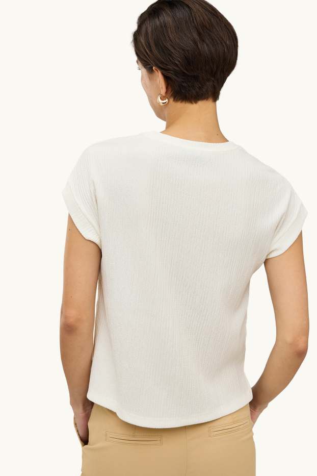 Damen - T-Shirt - Relaxed Fit - strukturiert - weiss