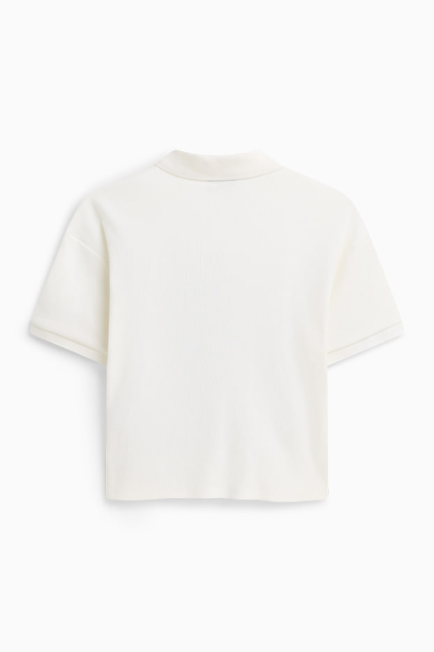 Damen - Poloshirt - Regular Fit - gerippt - weiss