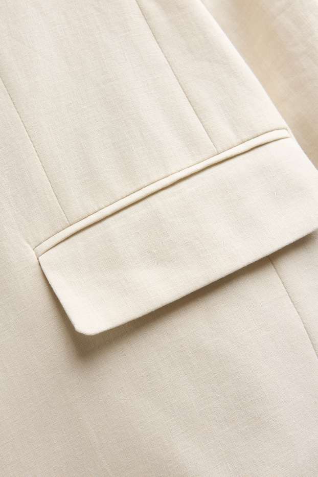 Femmes - Blazer de bureau avec teneur en lin - regular fit - blanc