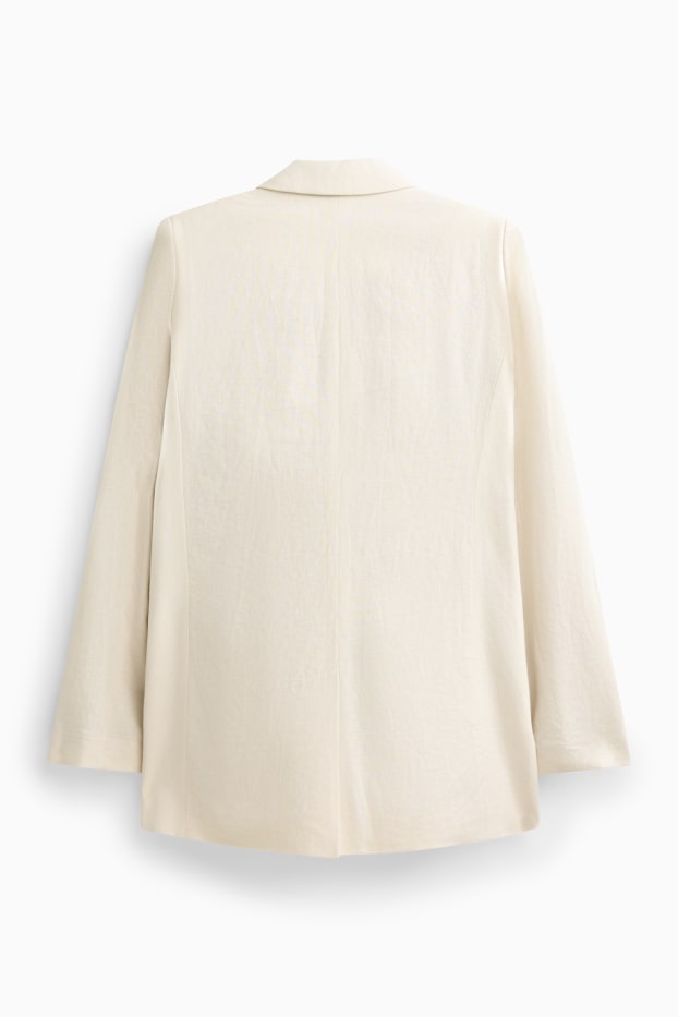 Femmes - Blazer de bureau avec teneur en lin - regular fit - blanc