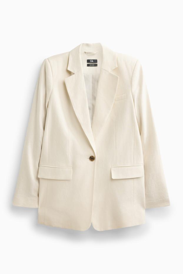 Femmes - Blazer de bureau avec teneur en lin - regular fit - blanc