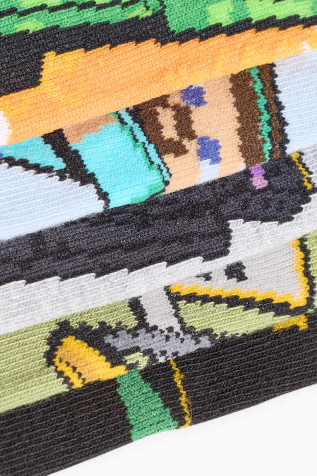 Kinderen: jongens - Set van 5 paar - Minecraft - sokken met motief - blauw