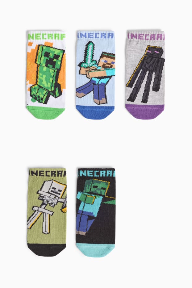 Kinderen: jongens - Set van 5 paar - Minecraft - sokken met motief - blauw