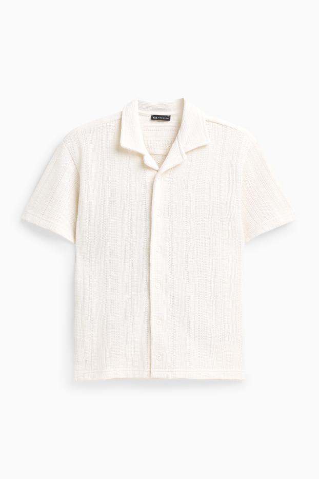 Kinder Jungen - Strick-Hemd - strukturiert - weiss