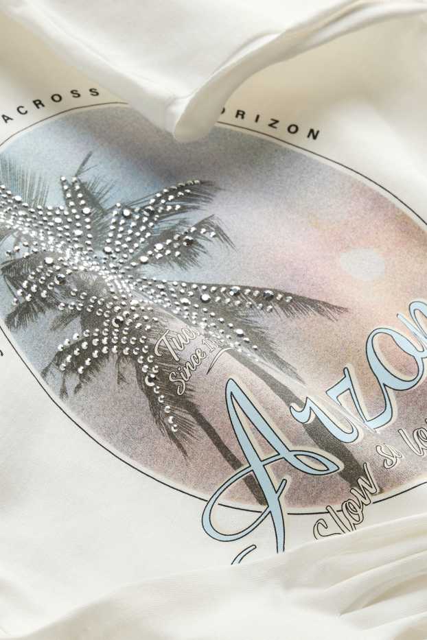 Kinder Mädchen - Arizona - Kurzarmshirt mit Strasssteinen - weiss