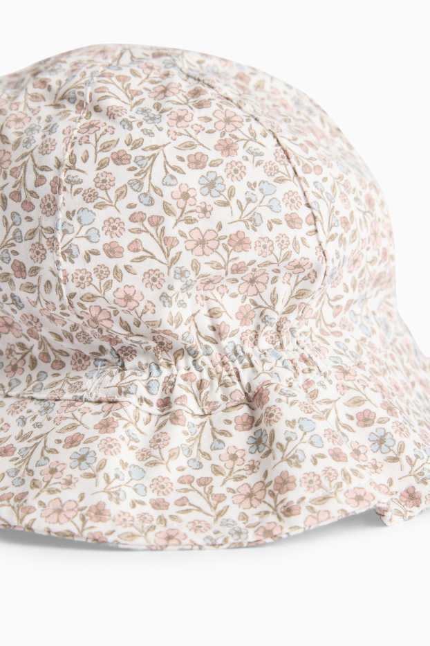 Baby Mädchen - Blümchen - Baby-Hut - cremefarben