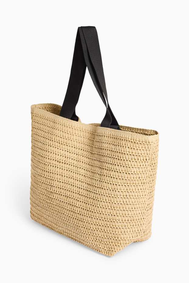 Donna - Shopper grande di paglia - beige