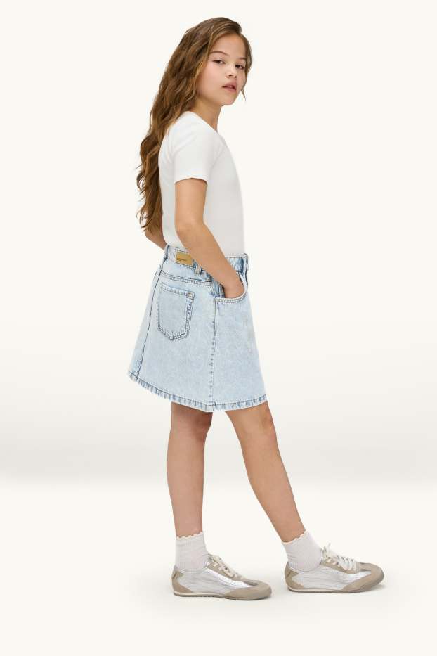 Kinder Mädchen - Sterne - Jeansrock mit Strasssteinen - hellblau