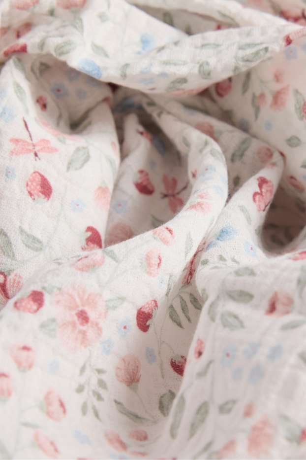 Unisex - Floricele - scutec din muselină pentru bebeluși - alb-crem