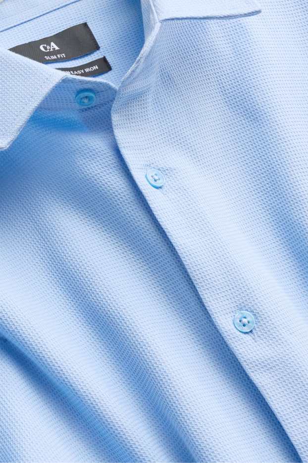 Bărbați - Cămașă office - slim fit - guler Kent - ușor de călcat - structurată - albastru deschis