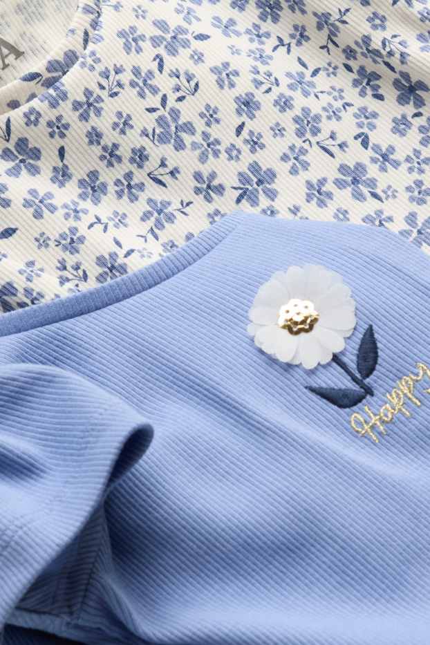 Nena - Paquet de 2 - flors - samarreta de màniga curta - de canalé - lila/blanc