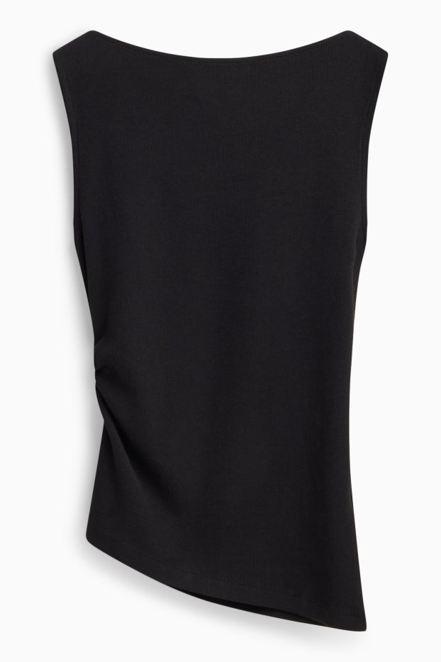 Damen - Top - gerippt - schwarz