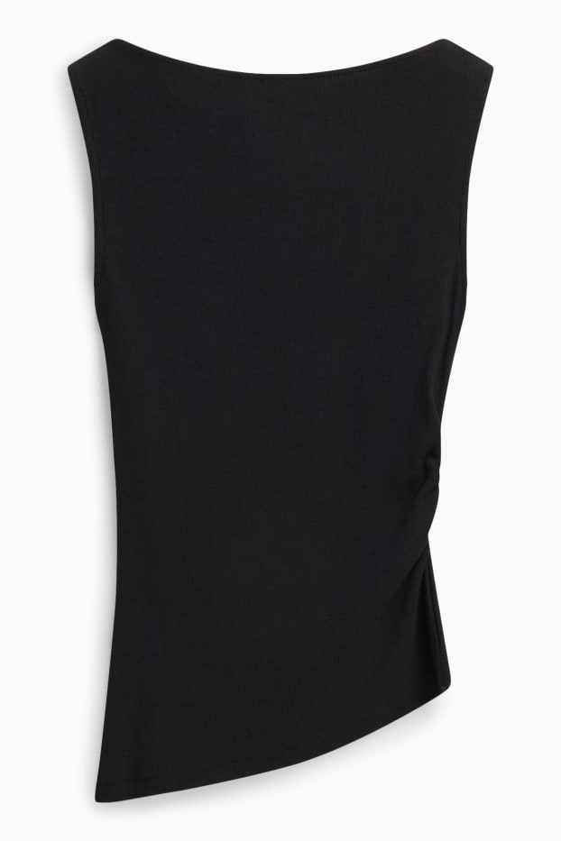 Damen - Top - gerippt - schwarz