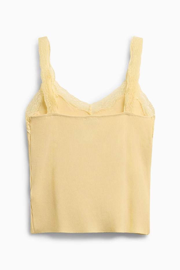 Damen - Top - gerippt - gelb