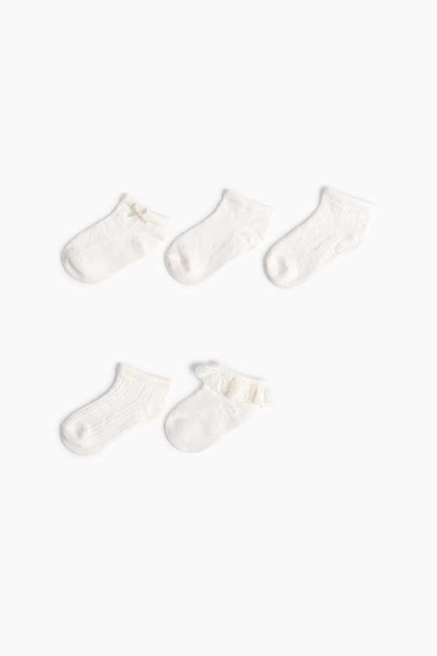 Bébés filles - Lot de 5 paires - socquettes pour bébé - blanc